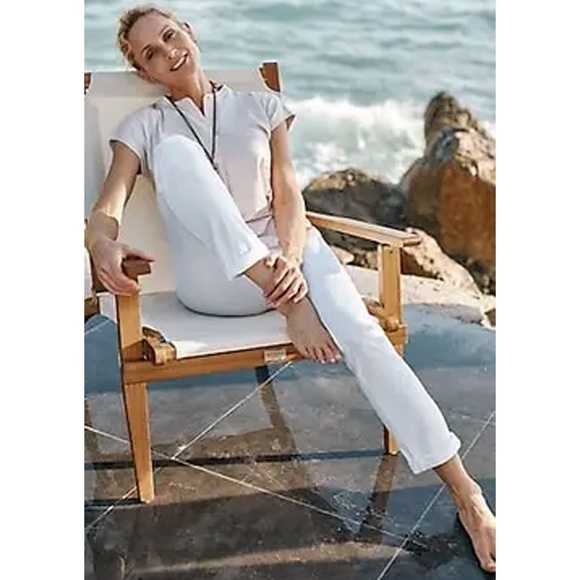 J. Jill Jeans Straight Leg Boyfriend Rolled hem 5 Pocket Dungaree Style White - Picture 2 of 9